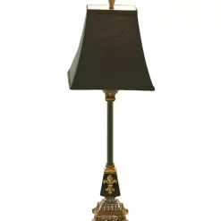 Kirklands Home and Gold Fleur De Lis Buffet Lamp Black Outlet