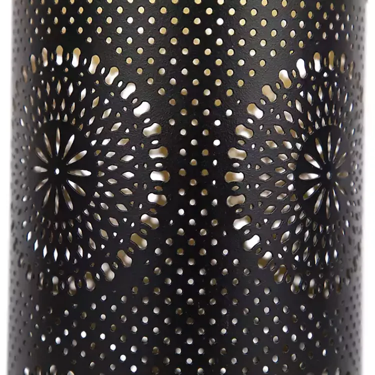 Lanterns>Kirklands Home and Gold Laser Cut Floral Lanterns, Set of 3 Black