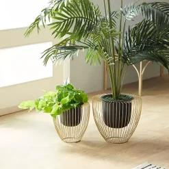 Kirklands Home Black and Gold Open Frame Planters, Set of 2 Sale