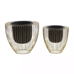 Kirklands Home Black and Gold Open Frame Planters, Set of 2 Sale