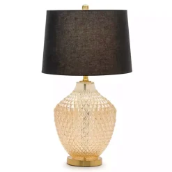 Kirklands Home Black and Gold Textured Glass Table Lamp