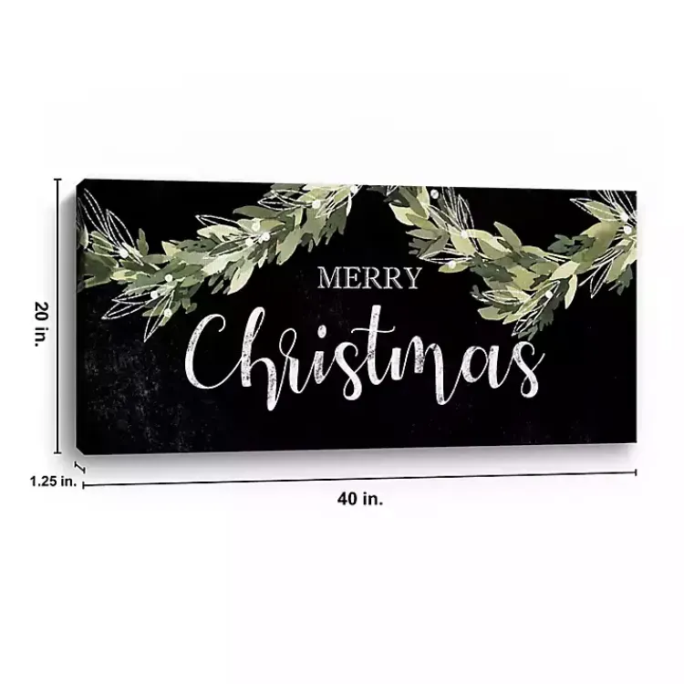 Christmas Art & Wall Decor>Kirklands Home Black and Green Merry Christmas Canvas Art Print