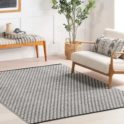 Kirklands Home Black and Ivory Dainty Diamond Area Rug, 5x8 Discount
