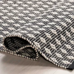 Kirklands Home Black and Ivory Dainty Diamond Area Rug, 5x8 Discount