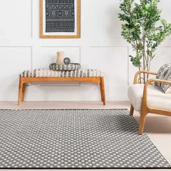 Kirklands Home Black and Ivory Dainty Diamond Area Rug, 4x6 Online