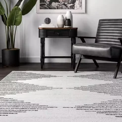 Kirklands Home Black and Ivory Diamond Washable Area Rug, 3x5 Hot