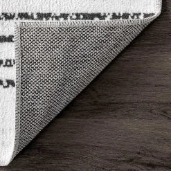 Kirklands Home Black and Ivory Diamond Washable Area Rug, 4x6 Clearance