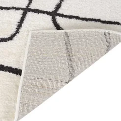 Kirklands Home Black and Ivory Monotone Geo Area Rug, 5x7 Clearance