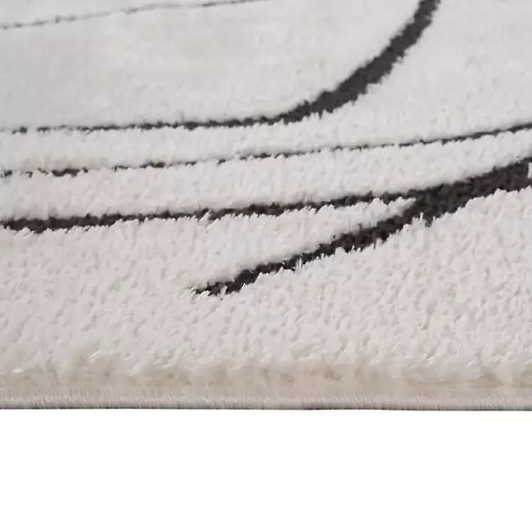 Kirklands Home Black and Ivory Monotone Geo Area Rug, 5x7 Clearance