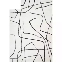 Kirklands Home Black and Ivory Monotone Geo Area Rug, 8x10 Sale