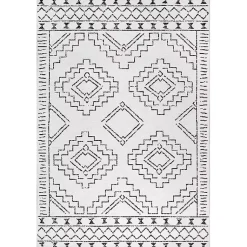Kirklands Home Black and Ivory Moroccan Washable Runner Outlet