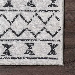 Kirklands Home Black and Ivory Moroccan Washable Runner Outlet