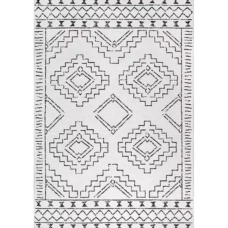 Kirklands Home Black and Ivory Moroccan Washable Area Rug, 4x6 Discount