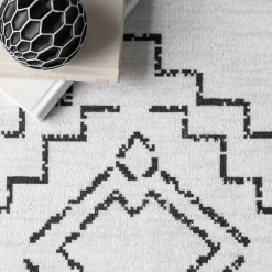 Kirklands Home Black and Ivory Moroccan Washable Area Rug, 4x6 Discount