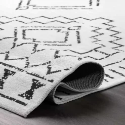 Kirklands Home Black and Ivory Moroccan Washable Area Rug, 4x6 Discount