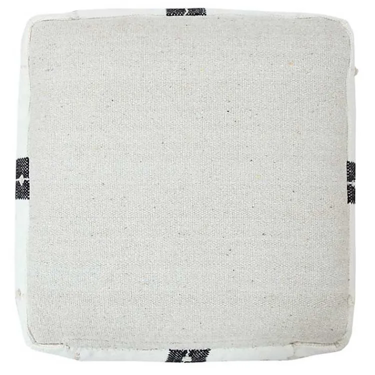 Poufs & Floor Cushions>Kirklands Home Black and Ivory Textured Plaid Pouf