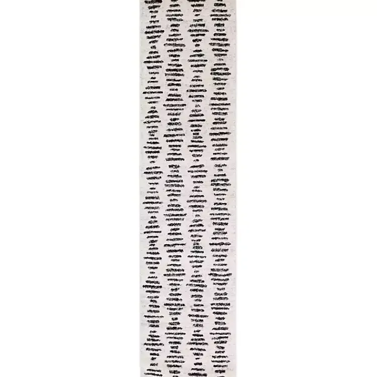 Kirklands Home Black and Ivory Tulum Geometric Runner, 2x8 New
