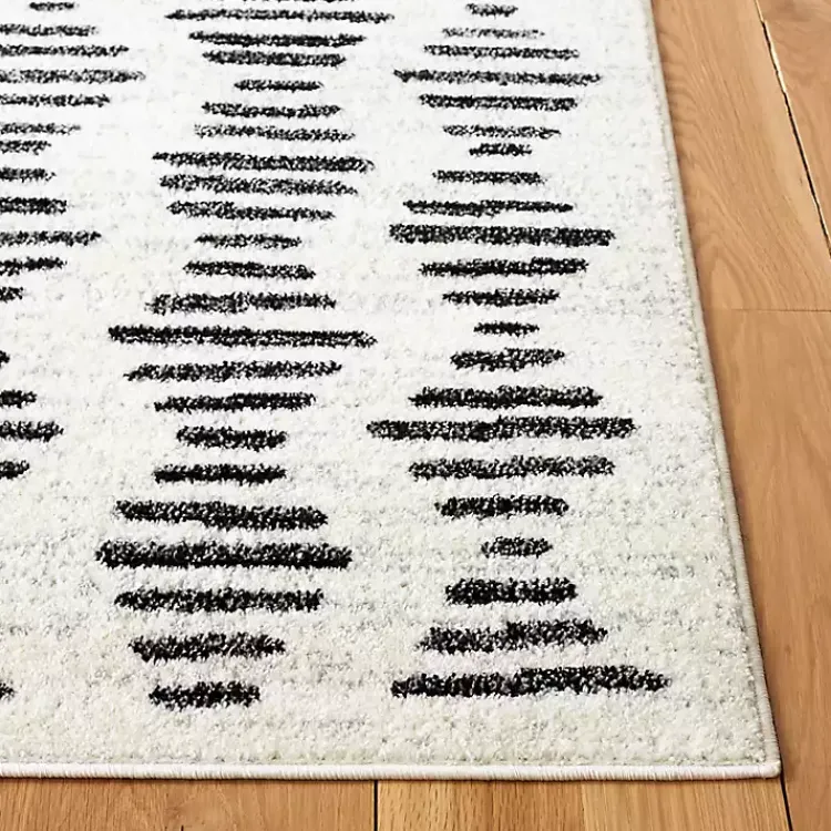 Kirklands Home Black and Ivory Tulum Geometric Runner, 2x8 New