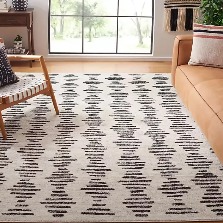 Kirklands Home Black and Ivory Tulum Geometric Area Rug, 8x10 Best