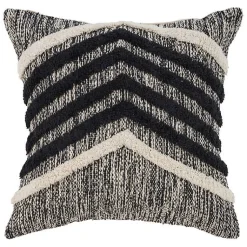 Pillows>Kirklands Home Black and Metallic Fringe Textured Pillow