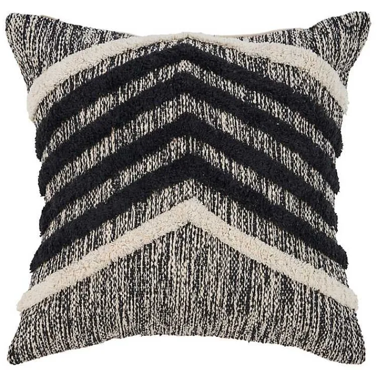 Pillows>Kirklands Home Black and Metallic Fringe Textured Pillow