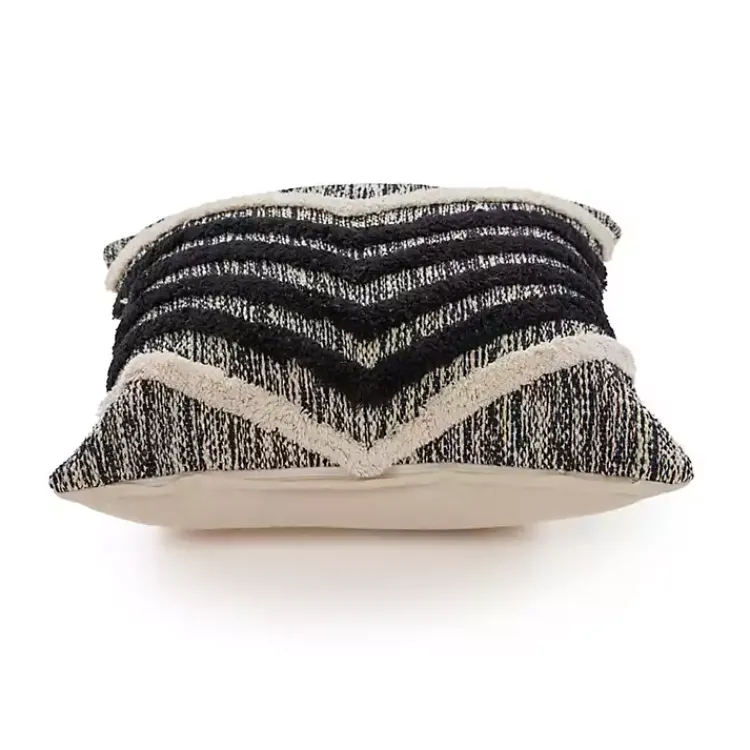 Pillows>Kirklands Home Black and Metallic Fringe Textured Pillow