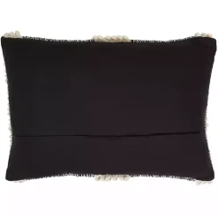 Pillows>Kirklands Home Black and Natural Pom Pom Stripe Lumbar Pillow