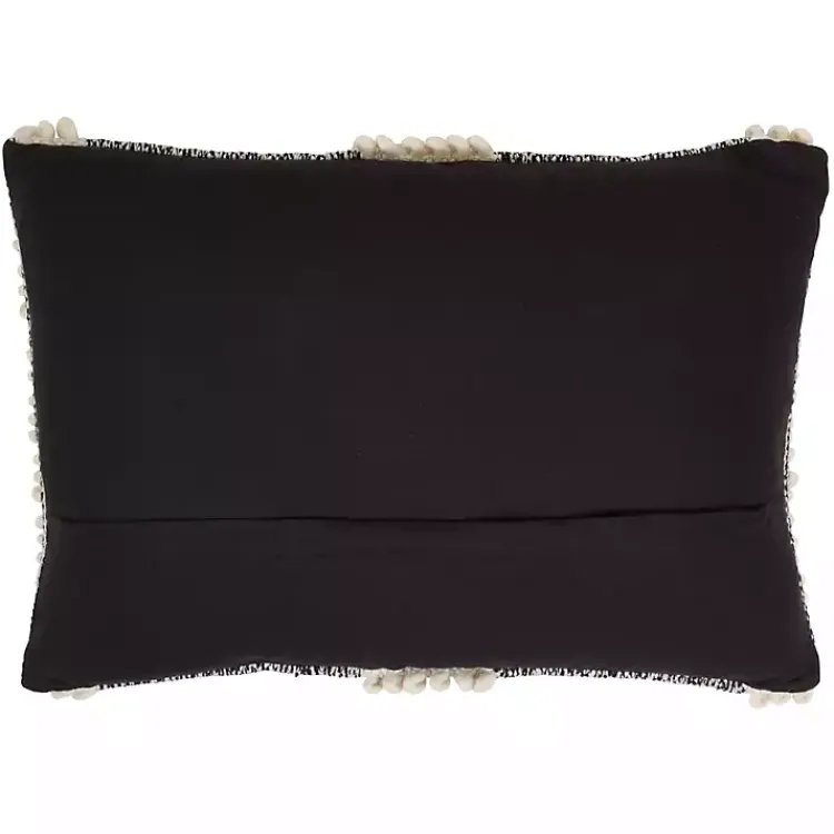 Pillows>Kirklands Home Black and Natural Pom Pom Stripe Lumbar Pillow