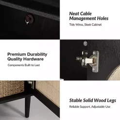 Kirklands Home and Natural Rattan Media Cabinet Black Online