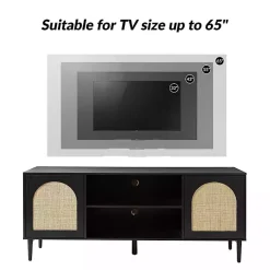 Kirklands Home and Natural Rattan Media Cabinet Black Online