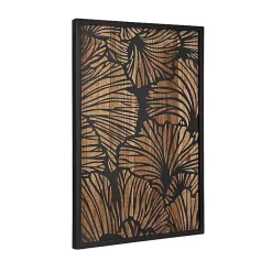 Kirklands Home Black and Natural Wood Botanical Wall Plaque