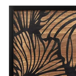 Kirklands Home Black and Natural Wood Botanical Wall Plaque