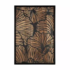 Kirklands Home Black and Natural Wood Botanical Wall Plaque