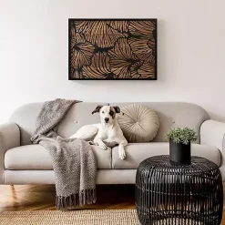Kirklands Home Black and Natural Wood Botanical Wall Plaque