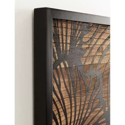 Kirklands Home Black and Natural Wood Botanical Wall Plaque