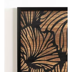 Kirklands Home Black and Natural Wood Botanical Wall Plaque