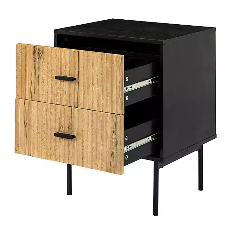 Kirklands Home Black and Natural Wood 2-Drawer Nightstand Hot