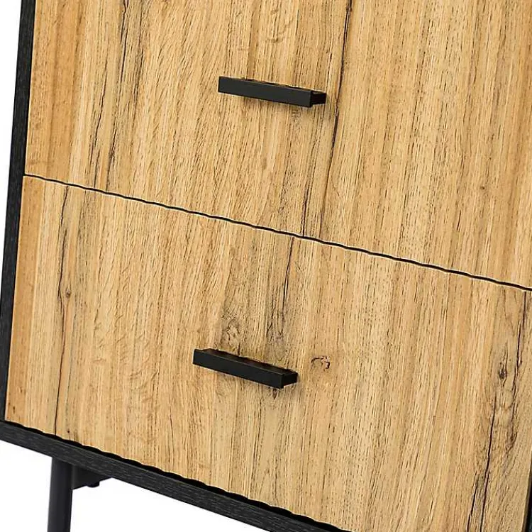 Kirklands Home Black and Natural Wood 2-Drawer Nightstand Hot
