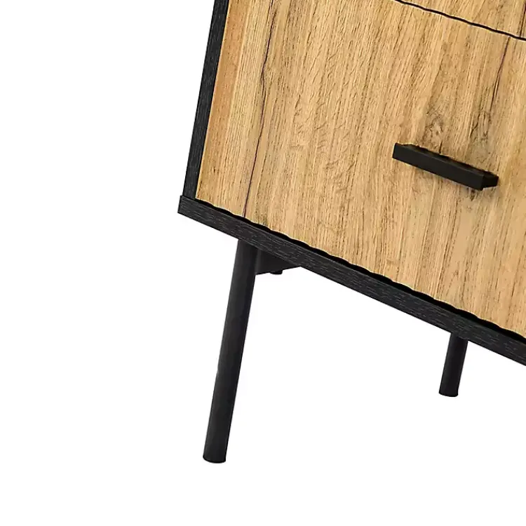 Kirklands Home Black and Natural Wood 2-Drawer Nightstand Hot
