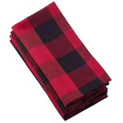 Kirklands Home Black and Red Buffalo Check Napkins, Set of 4 Online