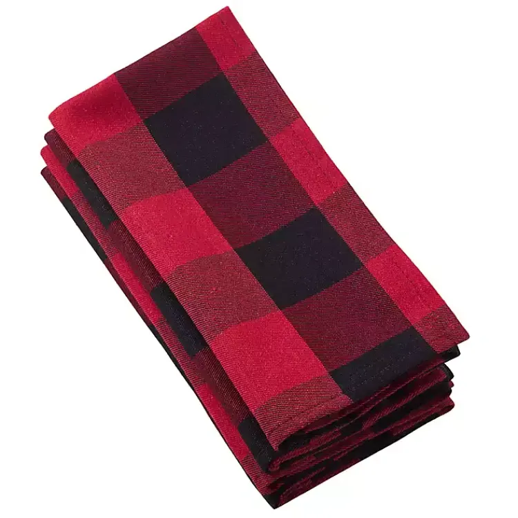 Kirklands Home Black and Red Buffalo Check Napkins, Set of 4 Online