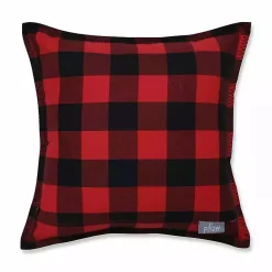 Monogram Seasonal Decor>Kirklands Home Black and Red Buffalo Plaid Monogram E Pillow