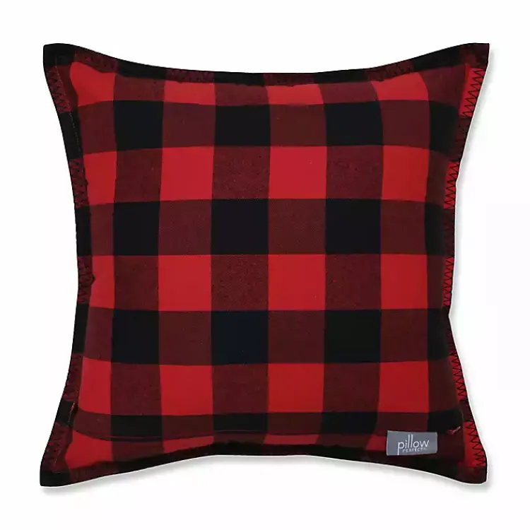 Monogram Seasonal Decor>Kirklands Home Black and Red Buffalo Plaid Monogram K Pillow