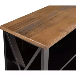 Kirklands Home Black and Rustic Oak Wood Farmhouse Console Table New