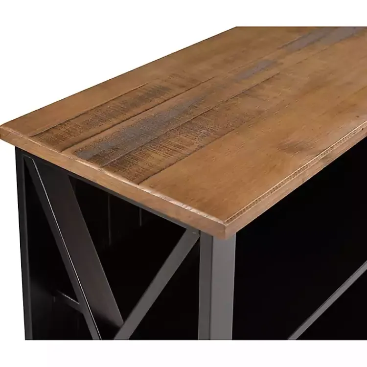 Kirklands Home Black and Rustic Oak Wood Farmhouse Console Table New