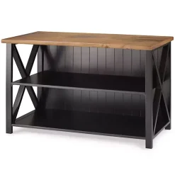 Kirklands Home Black and Rustic Oak Wood Farmhouse Console Table New