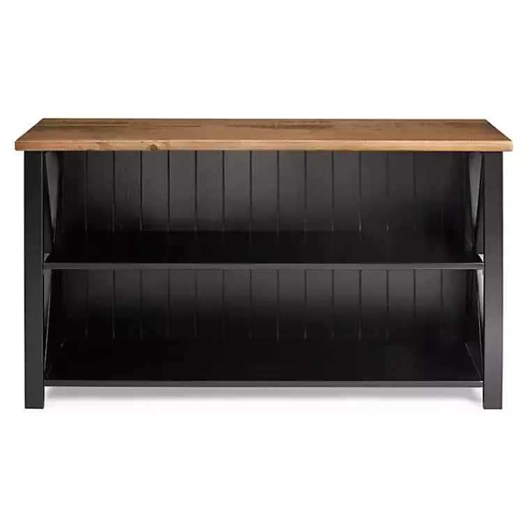 Kirklands Home Black and Rustic Oak Wood Farmhouse Console Table New
