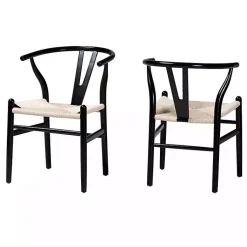 Kirklands Home and Tan Wishbone Dining Chairs, Set of 2 Black Best
