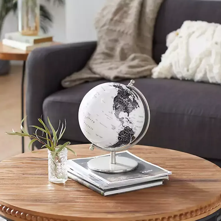 Statues & Figurines>Kirklands Home Black and White Aluminum Globe