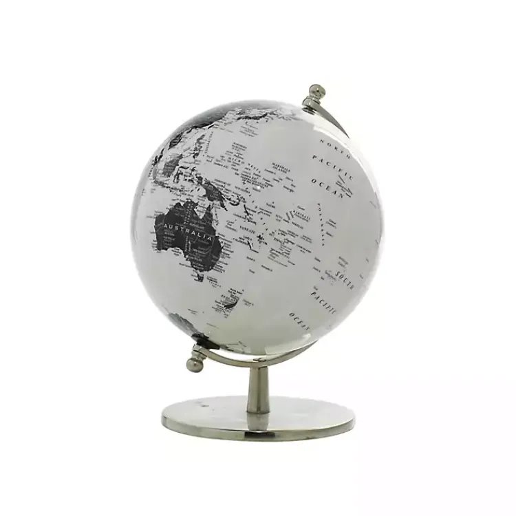 Statues & Figurines>Kirklands Home Black and White Aluminum Globe